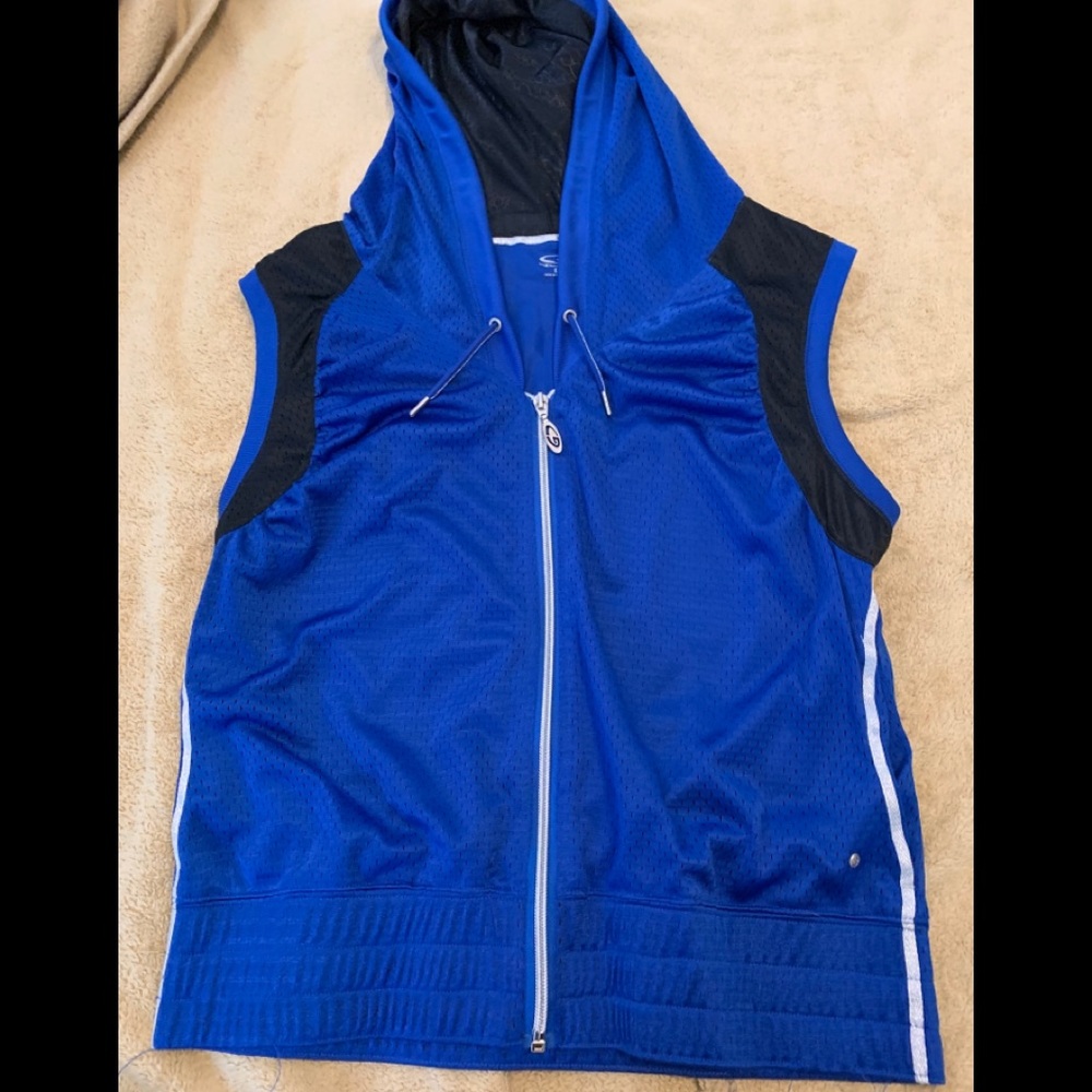 ☔️blue mesh zip up athletic vest by Champion sz L